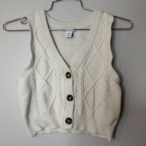 Sincerely Jules sweater vest women’s large beige cream knit shirt cozy stylish